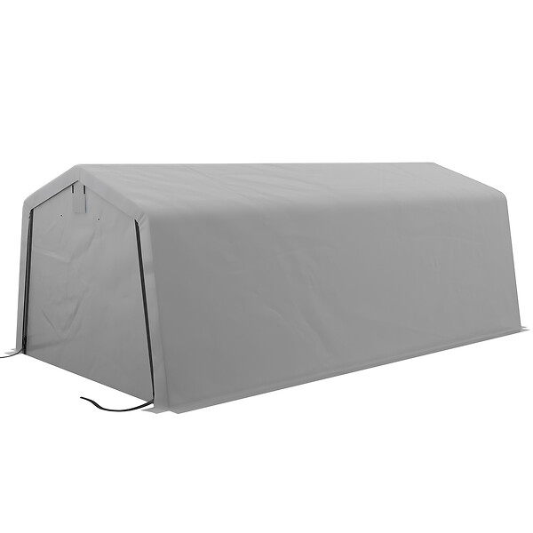 OUTSUNNY - Tente garage carport dim 6L x 3,3l x 2,4H m acier galvanisé robuste PE haute densité 150 g/m² imperméable anti-UV gris - large