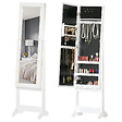 HOMCOM - Armoire à bijoux sur pieds avec miroir multi-rangement éclairage LED blanc - vignette