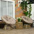 OUTSUNNY - Ensemble salon de jardin 3 pièces - 2 fauteuils papasan, table basse - coussins taupe - résine tressée aspect rotin - vignette