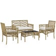 OUTSUNNY - Salon de jardin 4 places 4 pièces style colonial table basse coussins inclus résine tressée filée aspect rotin beige - vignette