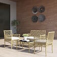 OUTSUNNY - Salon de jardin 4 places 4 pièces style colonial table basse coussins inclus résine tressée filée aspect rotin beige - vignette