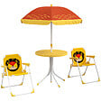 OUTSUNNY - Ensemble salon de jardin enfant 4 pcs design lion - chaises pliables - métal polyester jaune rouge - vignette