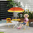 OUTSUNNY - Ensemble salon de jardin enfant 4 pcs design lion - chaises pliables - métal polyester jaune rouge - vignette