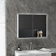 KLEANKIN - Armoire miroir LED de salle de bain - 2 portes, 2 étagères - tactile, lumière réglable - MDF blanc laqué verre - vignette