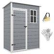 OUTSUNNY - Abri de jardin - remise pour outils - cabanon porte verrouillable, fenêtre - dim. 151L x 92l x 193H cm - alu PP gris blanc - vignette