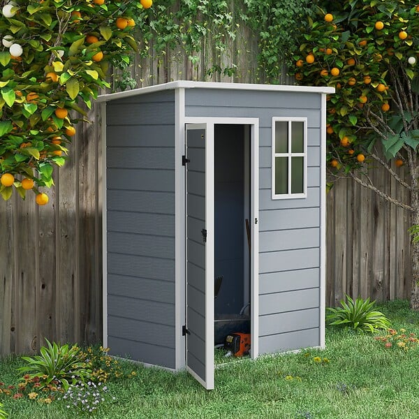 OUTSUNNY - Abri de jardin - remise pour outils - cabanon porte verrouillable, fenêtre - dim. 151L x 92l x 193H cm - alu PP gris blanc - large