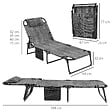 OUTSUNNY - Lot de 2 transats bains de soleil pliables inclinables - tétière, matelas épais - métal tissu gris - vignette