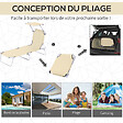OUTSUNNY - Transat bain de soleil pliable grand confort dossier et pare-soleil réglable multi-positions beige - vignette