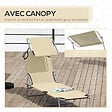 OUTSUNNY - Transat bain de soleil pliable grand confort dossier et pare-soleil réglable multi-positions beige - vignette