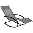 OUTSUNNY - Chaise longue à bascule rocking chair design acier époxy noir textilène gris - vignette