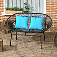 OUTSUNNY - Banc de jardin 2 places design Acapulco 2 coussins métal résine filaire noir - vignette