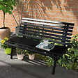 OUTSUNNY - Banc de jardin 2 places assise dossier à lattes alu noir - vignette