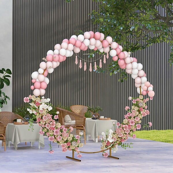 OUTSUNNY - Arche décorative - arche de mariage - arche de ballon - dim. 222L x 60l x 224H cm - acier doré - large
