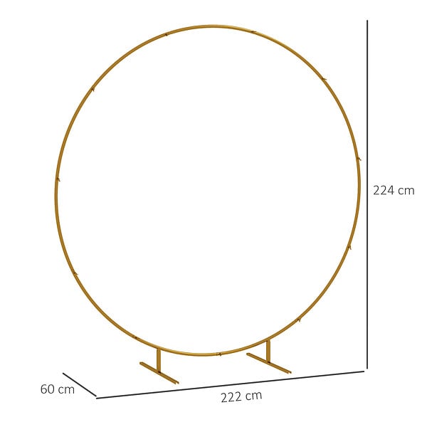 OUTSUNNY - Arche décorative - arche de mariage - arche de ballon - dim. 222L x 60l x 224H cm - acier doré - large