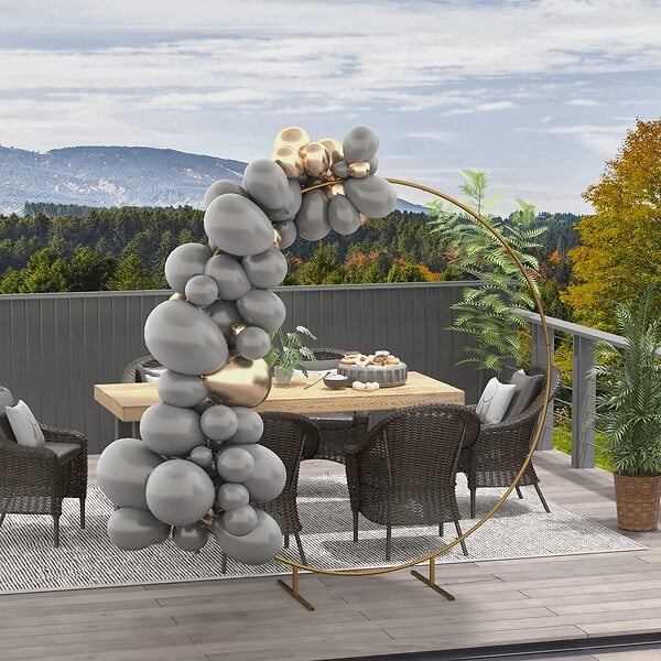 OUTSUNNY - Arche décorative - arche de mariage - arche de ballon - dim. 222L x 60l x 224H cm - acier doré - large