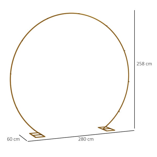 OUTSUNNY - Arche décorative - arche de mariage - arche de ballon - dim. 280L x 60l x 258H cm - acier doré - large