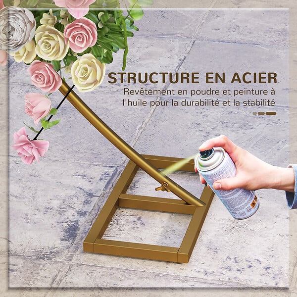 OUTSUNNY - Arche décorative - arche de mariage - arche de ballon - dim. 280L x 60l x 258H cm - acier doré - large