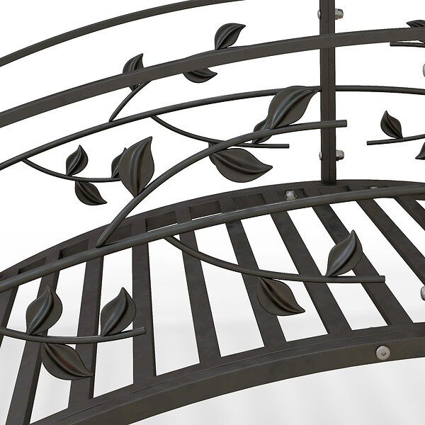 OUTSUNNY - Pont de jardin - pont de bassin avec balustrade motif de vigne acier noir - large