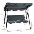 OUTSUNNY - Balancelle de jardin 3 places toit réglable acier polyester gris - vignette