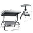 OUTSUNNY - Balancelle de jardin 3 places convertible matelas fourni gris métal noir - vignette