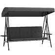 OUTSUNNY - Balancelle de jardin 3 places grand confort - toit réglable, 2 tablettes latérales, coussins - acier polyester anthracite - vignette