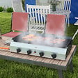 OUTSUNNY - Plancha gaz portable antiadhésive 4 brûleurs 9,6 kW surface cuisson 73L x 34l cm acier inox émaillé - vignette