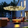 OUTSUNNY - Parasol octogonal inclinable Ø 2,67 x 2,4 m lumineux solaire 24 LED polyester haute densité 180 g/m² kaki - vignette