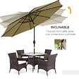 OUTSUNNY - Parasol octogonal inclinable Ø 2,67 x 2,4 m lumineux solaire 24 LED polyester haute densité 180 g/m² kaki - vignette
