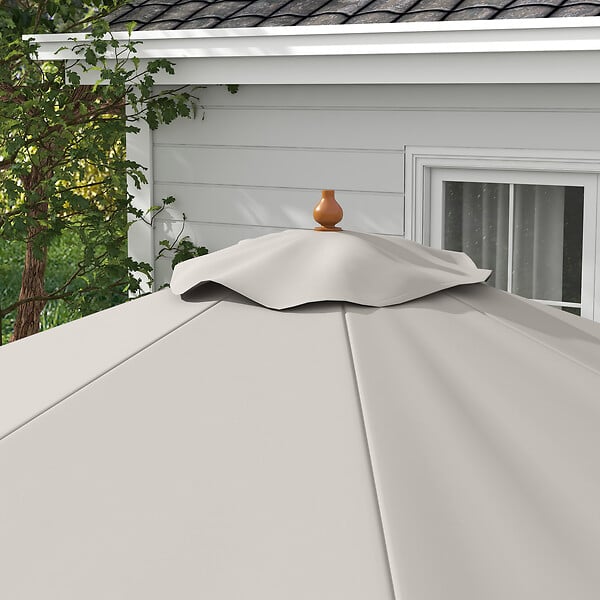 OUTSUNNY - Parasol droit rond grande taille de jardin Ø 3,25 x 2,5H m bois de bambou polyester gris - large