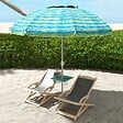 OUTSUNNY - Parasol inclinable réglable de plage protection UV50+ Ø190 cm sac et porte-gobelets inclus - vignette