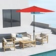 OUTSUNNY - Parasol rectangulaire inclinable de jardin avec manivelle métal polyester haute densité anti UV 50+ rouge - vignette