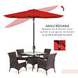 OUTSUNNY - Parasol rectangulaire inclinable de jardin avec manivelle métal polyester haute densité anti UV 50+ rouge - vignette