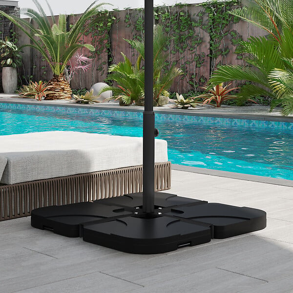 OUTSUNNY - Pied de parasol base de parasol support de parasol en croix dim. 100L x 100l x 75H cm métal époxy noir - large