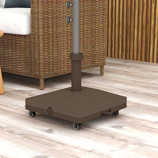 OUTSUNNY - Pied de parasol base de lestage parasol carré HDPE surface granuleuse marron - large