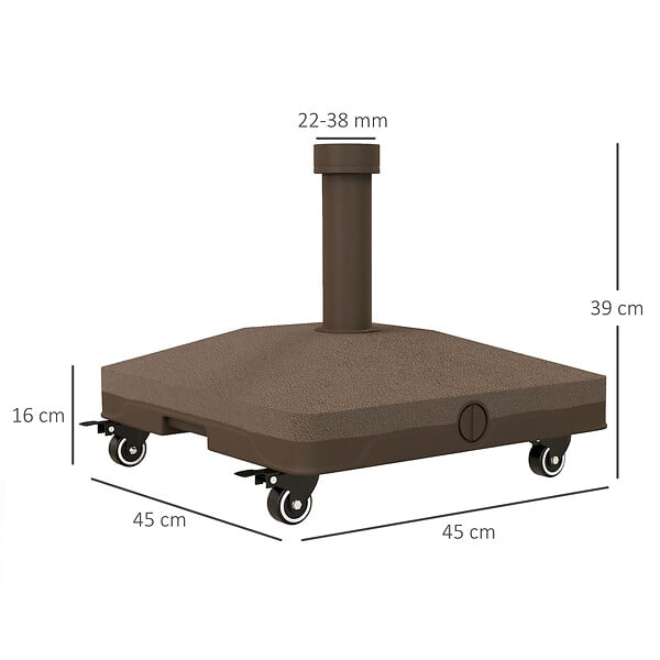 OUTSUNNY - Pied de parasol base de lestage parasol carré HDPE surface granuleuse marron - large