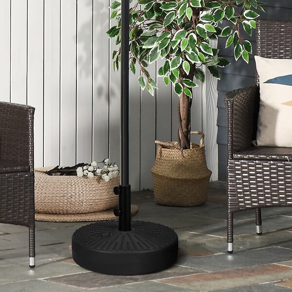 OUTSUNNY - Pied de parasol rond base de lestage Ø 51 x 36 cm HDPE aspect résine noir - large