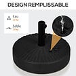 OUTSUNNY - Pied de parasol rond base de lestage Ø 51 x 36 cm HDPE aspect résine noir - vignette