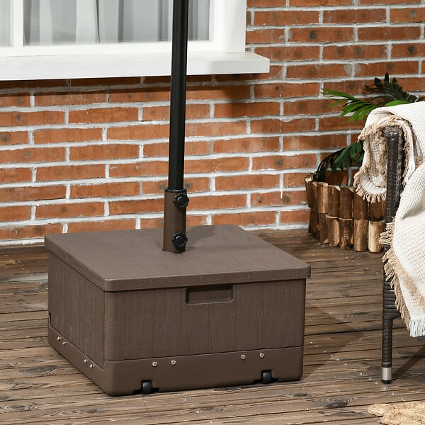 OUTSUNNY - Pied de parasol table d'appoint jardinière 3 en 1 marron - large