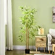 HOMCOM - Bambou artificiel 1,80H m - plante artificielle - 830 feuilles réalistes, vrais troncs - pot inclus - vignette