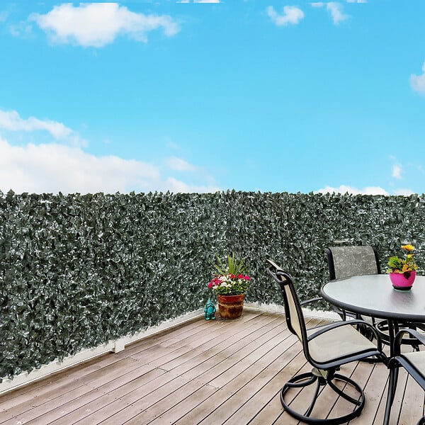 OUTSUNNY - Haie artificielle brise-vue décoration rouleau 3L x 1,5H m feuillage réaliste anti-UV vert foncé - large