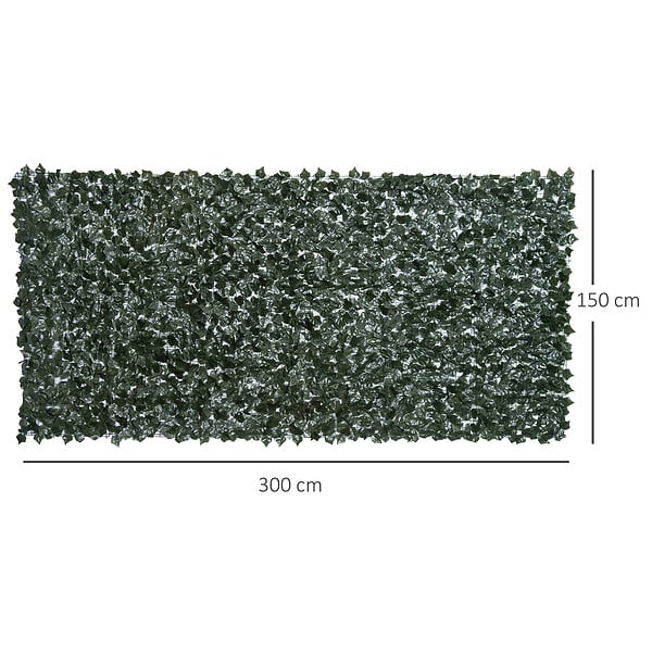 OUTSUNNY - Haie artificielle brise-vue décoration rouleau 3L x 1,5H m feuillage réaliste anti-UV vert foncé - large