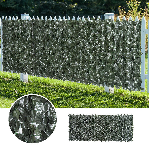OUTSUNNY - Haie artificielle brise-vue décoration rouleau 3L x 1,5H m feuillage réaliste anti-UV vert foncé - large