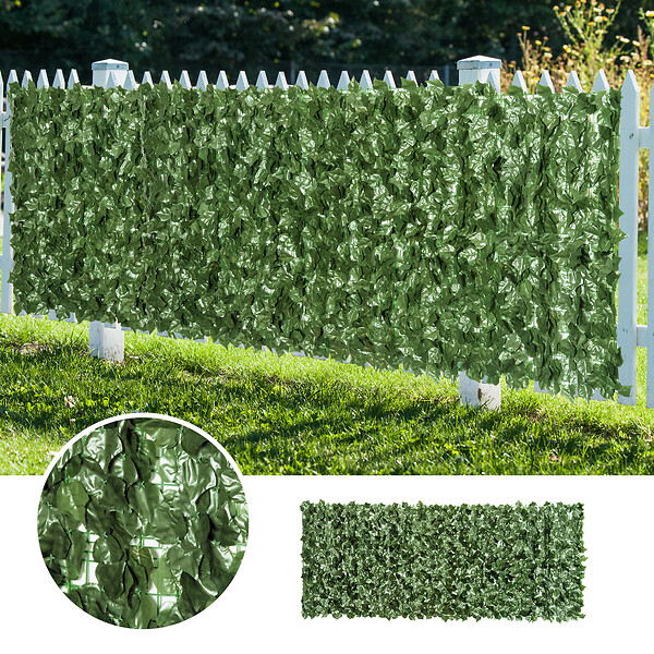 OUTSUNNY - Haie artificielle brise-vue décoration rouleau 2,4L x 1H m feuillage réaliste anti-UV vert - large