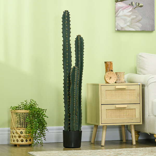 OUTSUNNY - Cactus artificiel grand réalisme plante artificielle grande taille dim. à˜ 18 x 120H cm vert - large