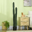 OUTSUNNY - Cactus artificiel grand réalisme plante artificielle grande taille dim. à˜ 18 x 120H cm vert - vignette