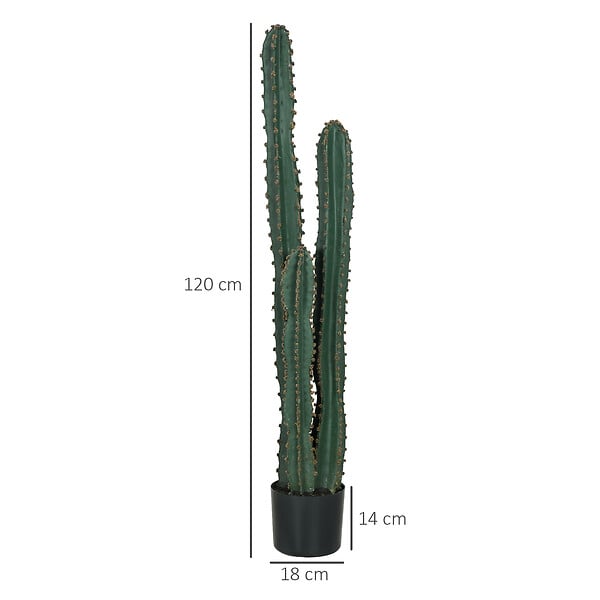 OUTSUNNY - Cactus artificiel grand réalisme plante artificielle grande taille dim. à˜ 18 x 120H cm vert - large
