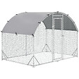 PAWHUT - Enclos poulailler chenil couvert 5,32 m² - parc grillagé dim. 2,8L x 1,9l x 1,97H m - acier galvanisé - vignette