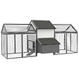 PAWHUT - Poulailler en bois 2 enclos modulables niche pondoir gris - vignette