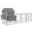 PAWHUT - Poulailler cottage cage à poules sur pied dim. 310L x 149l x 149H cm multi-équipement bois sapin gris - vignette
