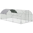 PAWHUT - Enclos poulailler chenil 15,96 m² - parc grillagé dim. 5,7L x 2,8l x 1,97H m - espace couvert - acier galvanisé - vignette
